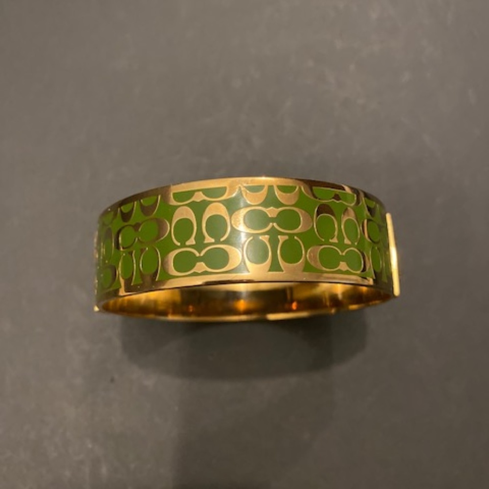 Coach Logo Bracelet Green Gold